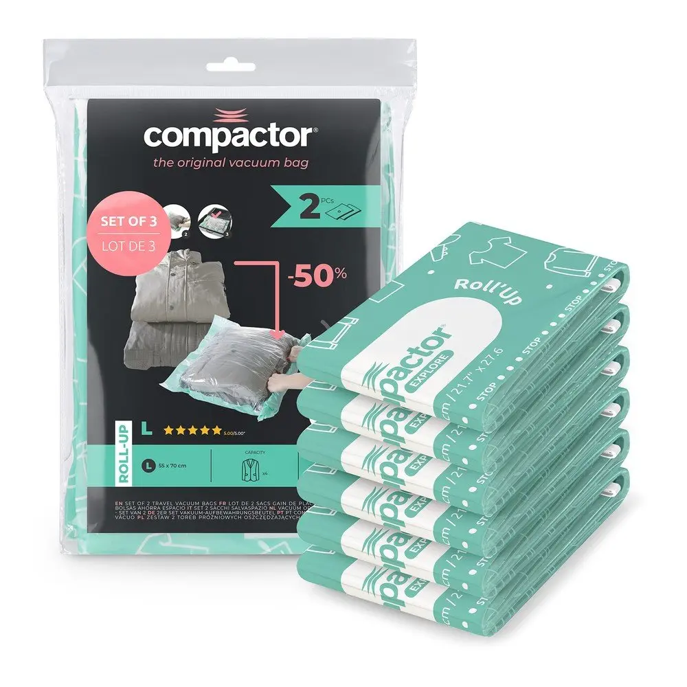 Vakuové pytle v sadě 6 ks Roll-Up – Compactor