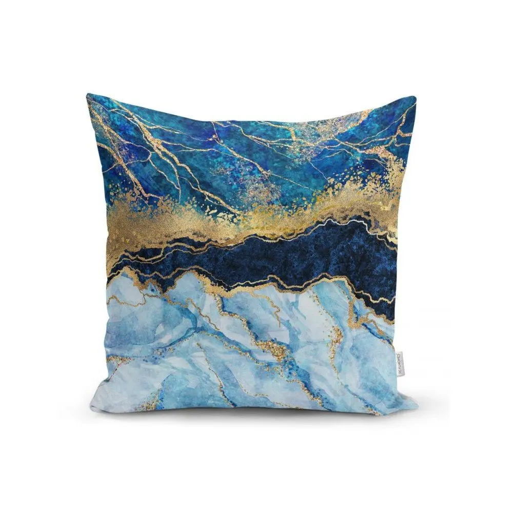 Povlak na polštář Minimalist Cushion Covers Marble With Blue, 45 x 45 cm