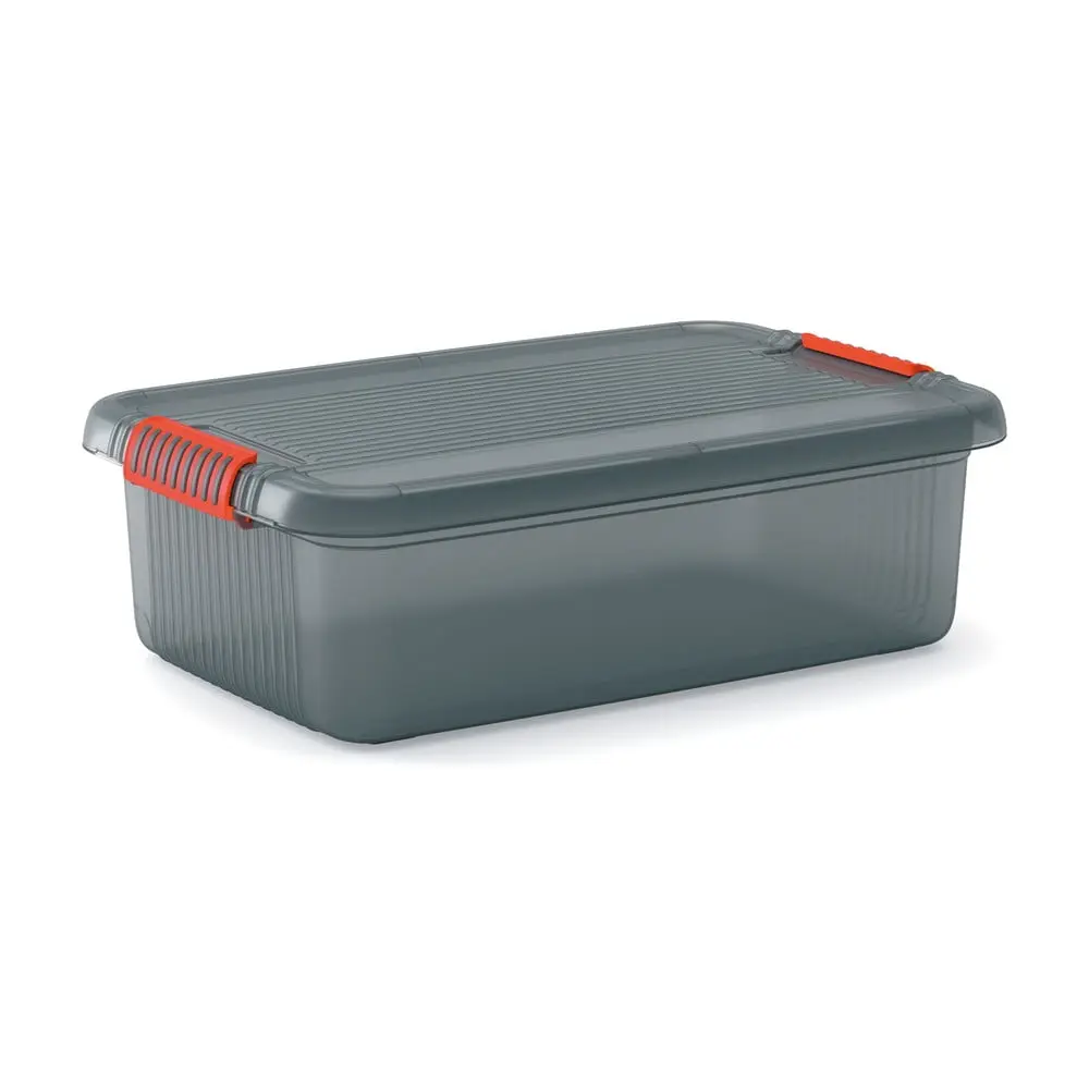 Šedý plastový úložný box s víkem 59x39x18 cm K Latch Box – KIS