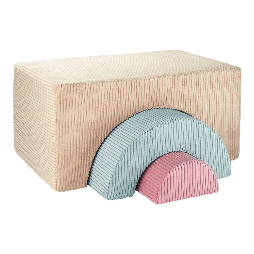 Světle hnědé manšestrové pěnové hřiště 75x49x37 cm Rainbow Montessori – Wigiwama