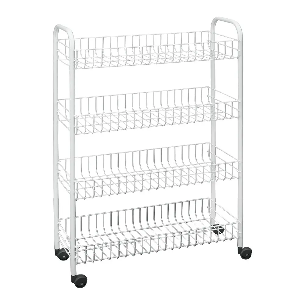 Bílý kovový pojízdný regál 23x84 cm – Metaltex