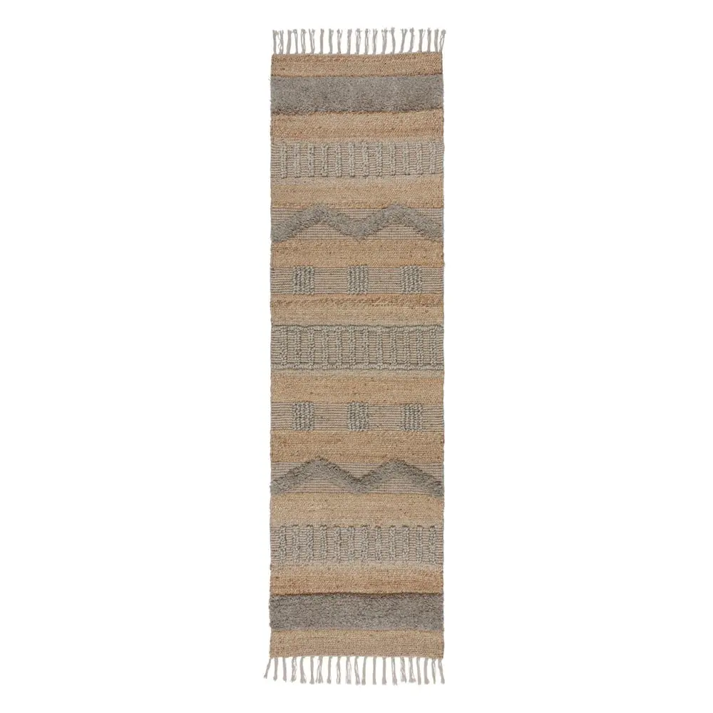 Flair Rugs, Běhoun Jubilant Medina Jute Natural/Grey, 60x230, béžová, ložnice