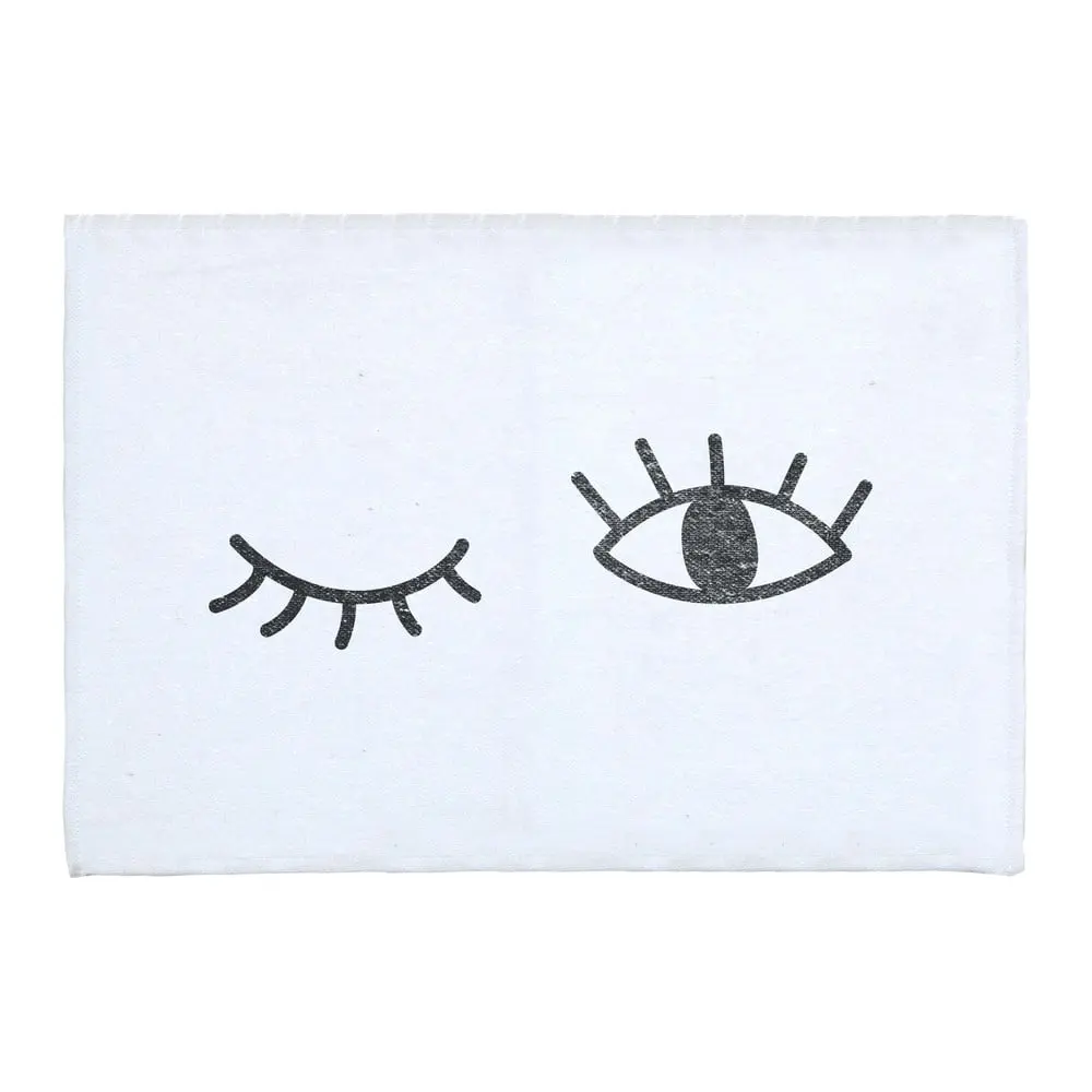 Bílá koupelnová podložka s příměsí bavlny Really Nice Things Eyes, 40 x 60 cm