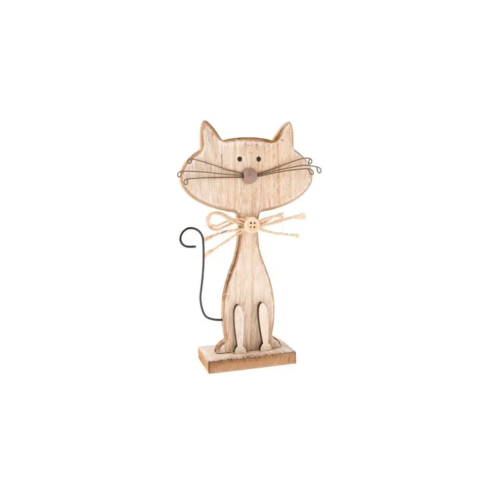 Dřevěná dekorace ve tvaru kočky Dakls Cats, výška 18 cm