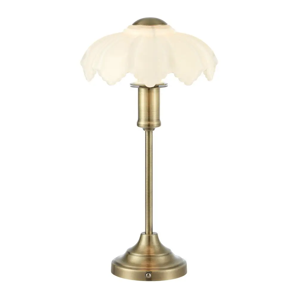 Bílá/v mosazné barvě skleněná stmívatelná/přenosná stolní lampa (výška 35 cm) Kurage – Markslöjd