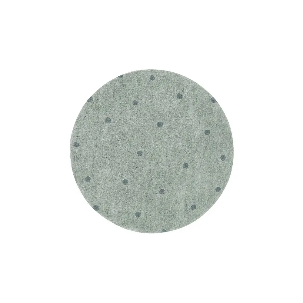 Světle zelený pratelný ručně tkaný bavlněný dětský koberec ø140 cm Round Dot Blue Sage – Lorena Canals