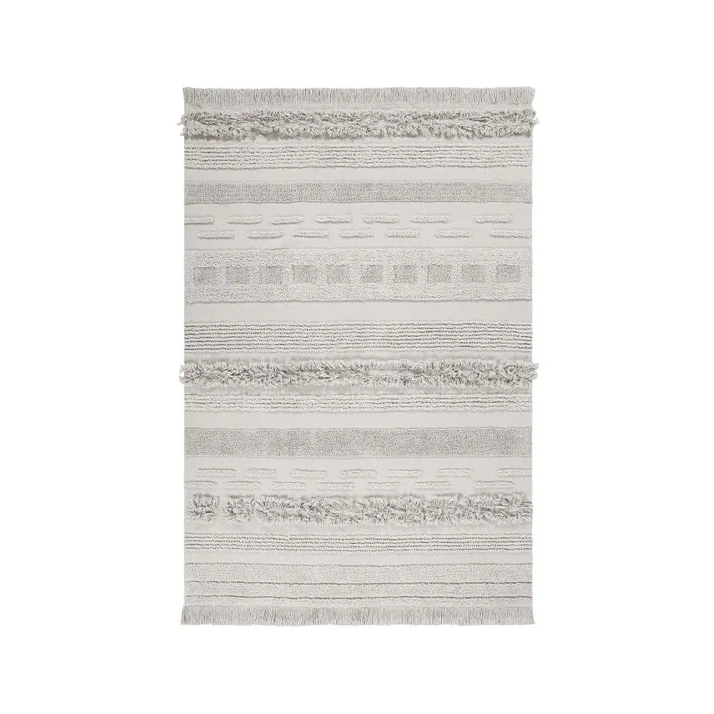 Světle šedo-krémový pratelný ručně tkaný bavlněný koberec 140x200 cm Air Natural – Lorena Canals