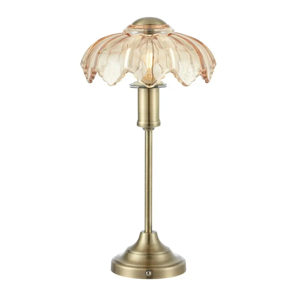 Bílá/v mosazné barvě skleněná stmívatelná/přenosná stolní lampa (výška 35 cm) Kurage – Markslöjd