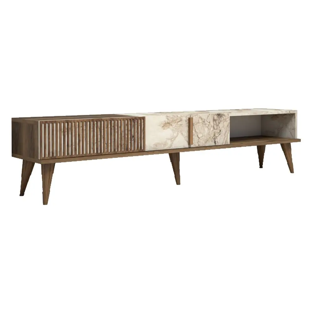 TV stolek v dekoru mramoru v přírodní barvě 180x40 cm Milan – Kalune Design
