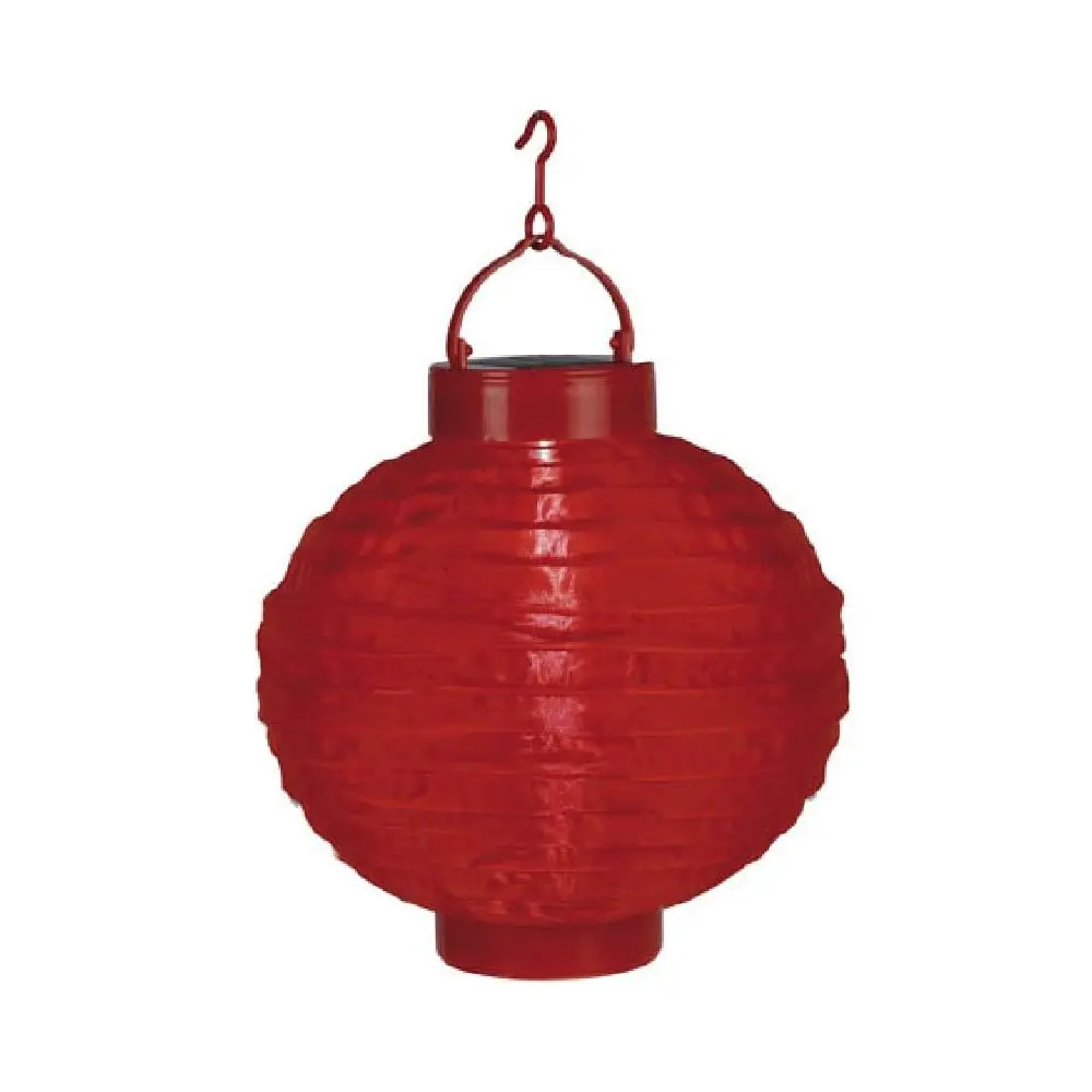 Červený venkovní solární LED lampion Star Trading, ø 30 cm