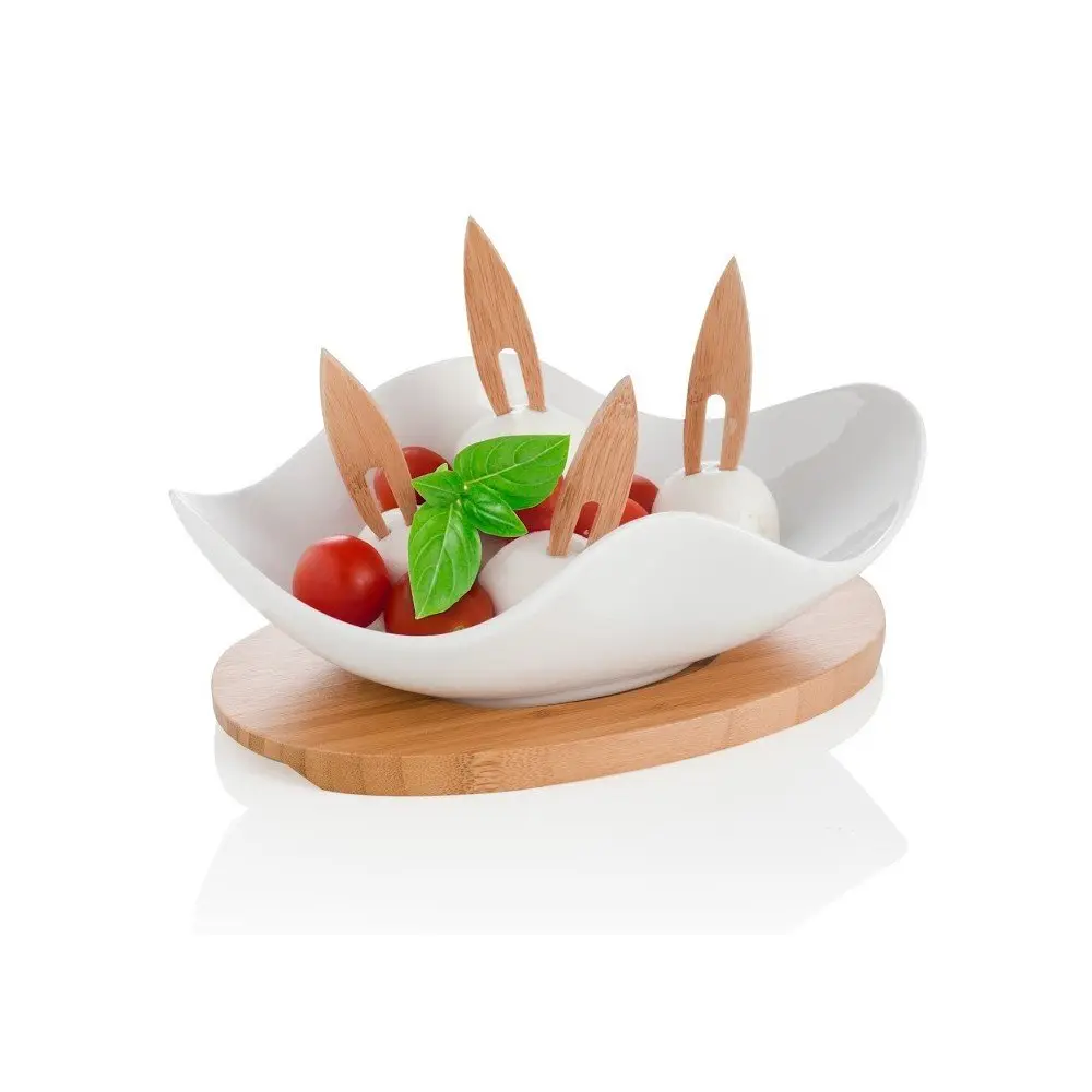 Bílá porcelánová/bambusová servírovací miska Appetizers – Brandani