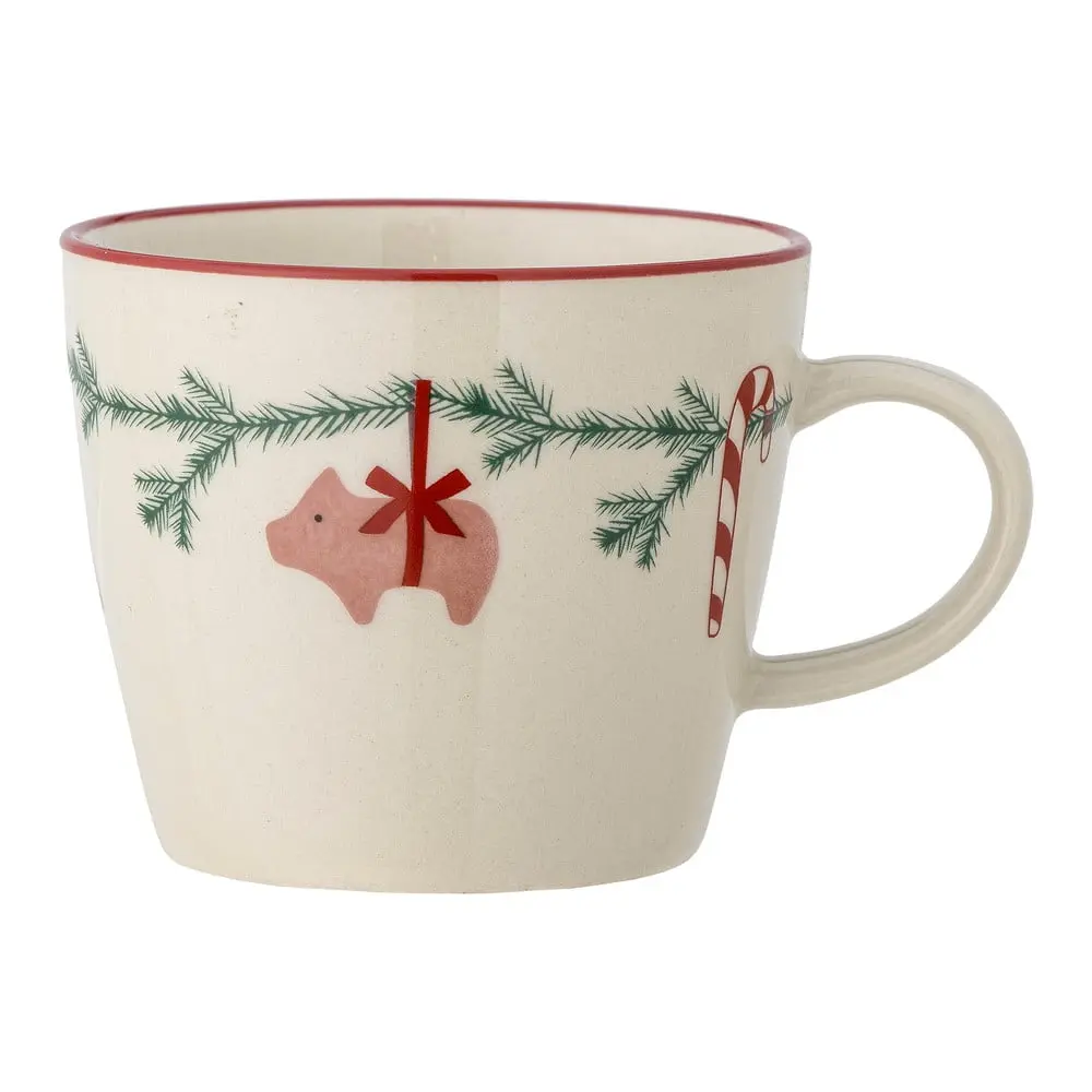 Krémový kameninový hrnek s vánočním motivem 380 ml Yule – Bloomingville