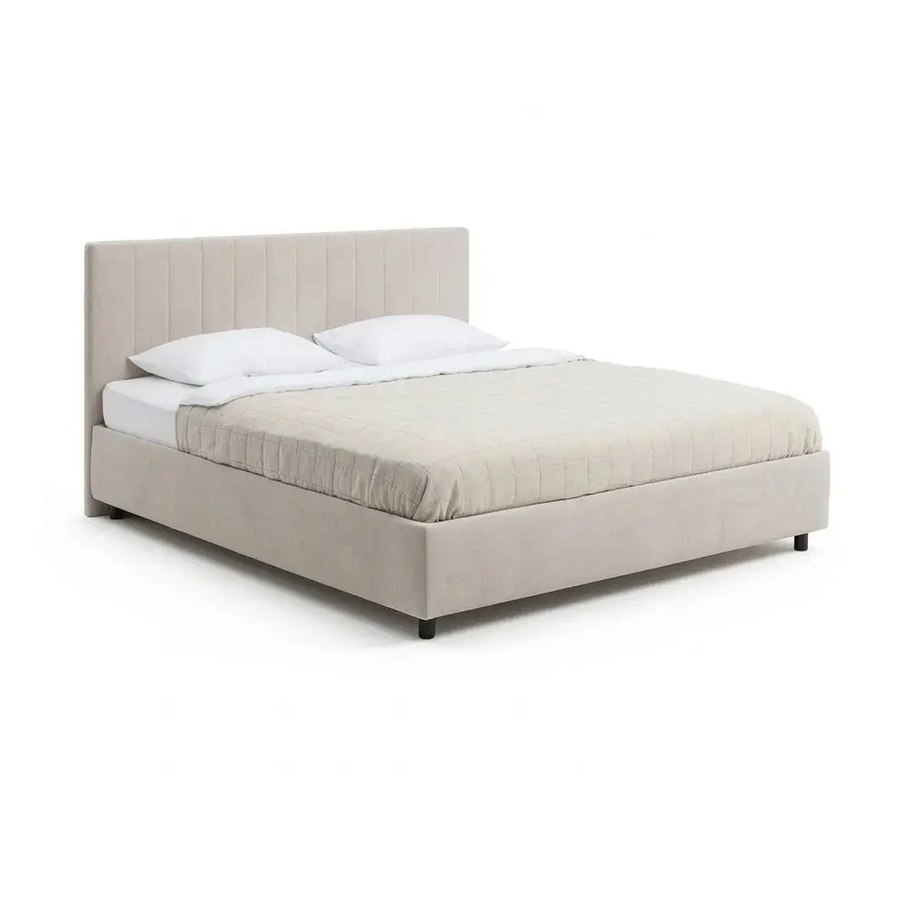 Béžová čalouněná dvoulůžková postel s úložným prostorem s roštem 160x200 cm Myra Slim Line – Bonami Selection