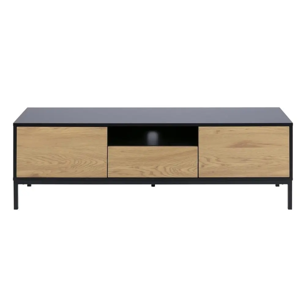 TV stolek v dekoru dubu v černo-přírodní barvě 140x45 cm Seaford – Actona