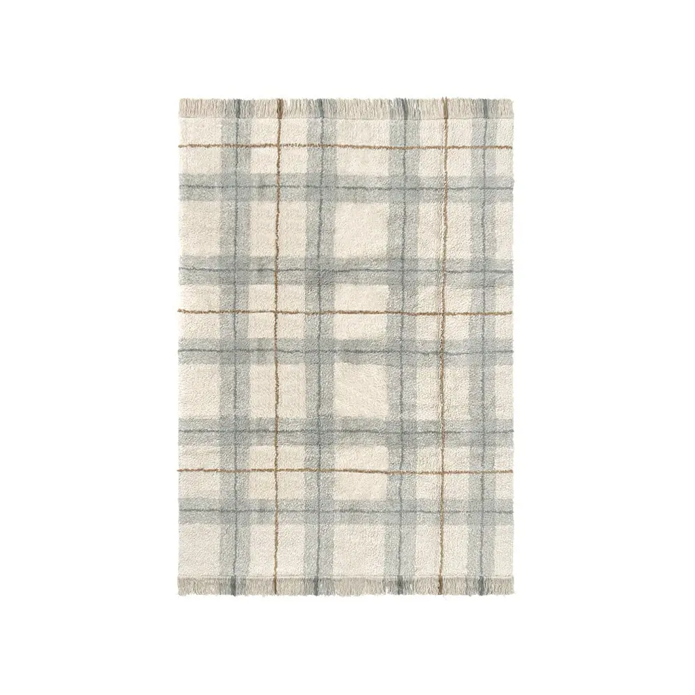 Světle růžový pratelný/ručně tkaný bavlněný koberec 90x120 cm Tartan Rose – Lorena Canals