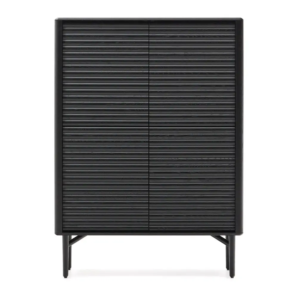 Černá skříňka v dekoru dubu 104,5x144x40 cm Lenon – Kave Home