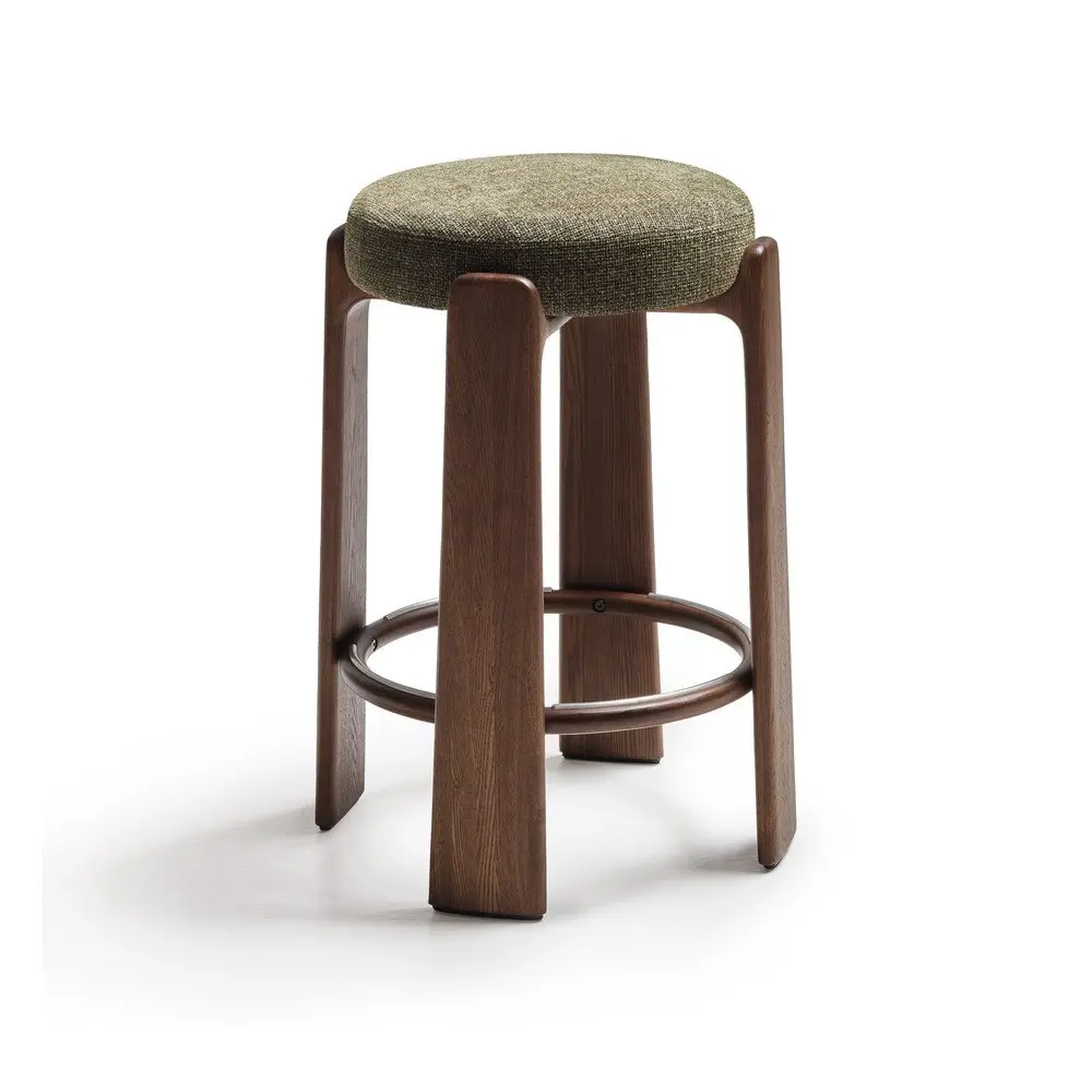 Zelená/v tmavě přírodní barvě barová stolička z jasanového dřeva (výška sedáku 75 cm) Granite – Kave Home