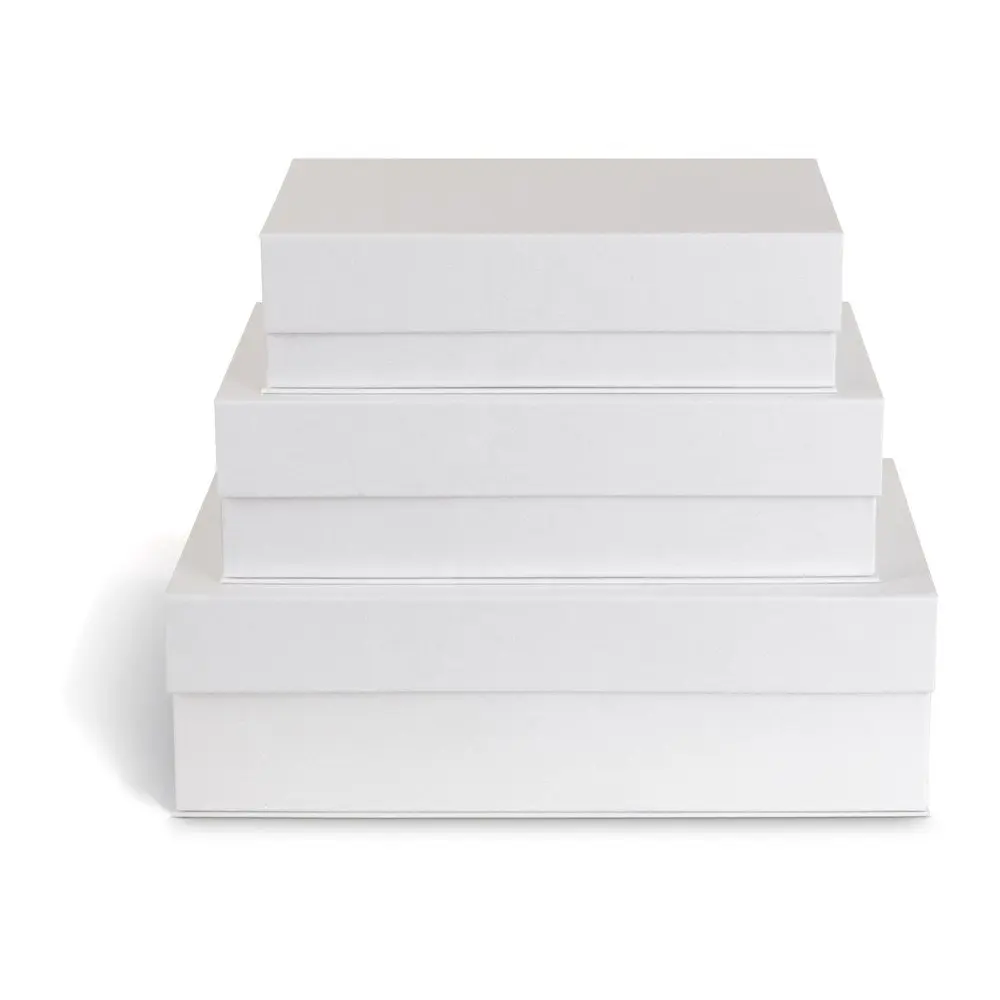 Bílé kartonové úložné boxy v sadě 3 ks s víkem 42,5x29,5x13 cm Kian Paper Laminate – Bigso
