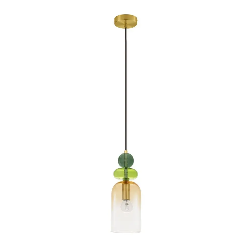 NOVA LUCE závěsné svítidlo MURANO zlatý kov lesklé světle zelené, tmavě zelené a oranžové sklo E14 1x5W 230V IP20 bez žárovky 9009235