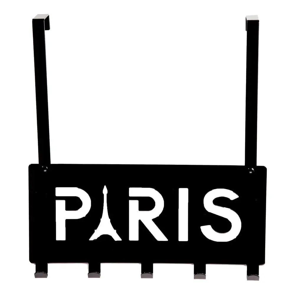 Černý kovový věšák na dveře 30 cm Paris – Compactor