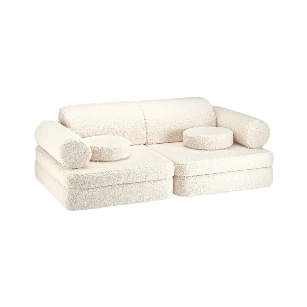 Krémová dětská pohovka z textilie bouclé 132 cm Settee – Wigiwama