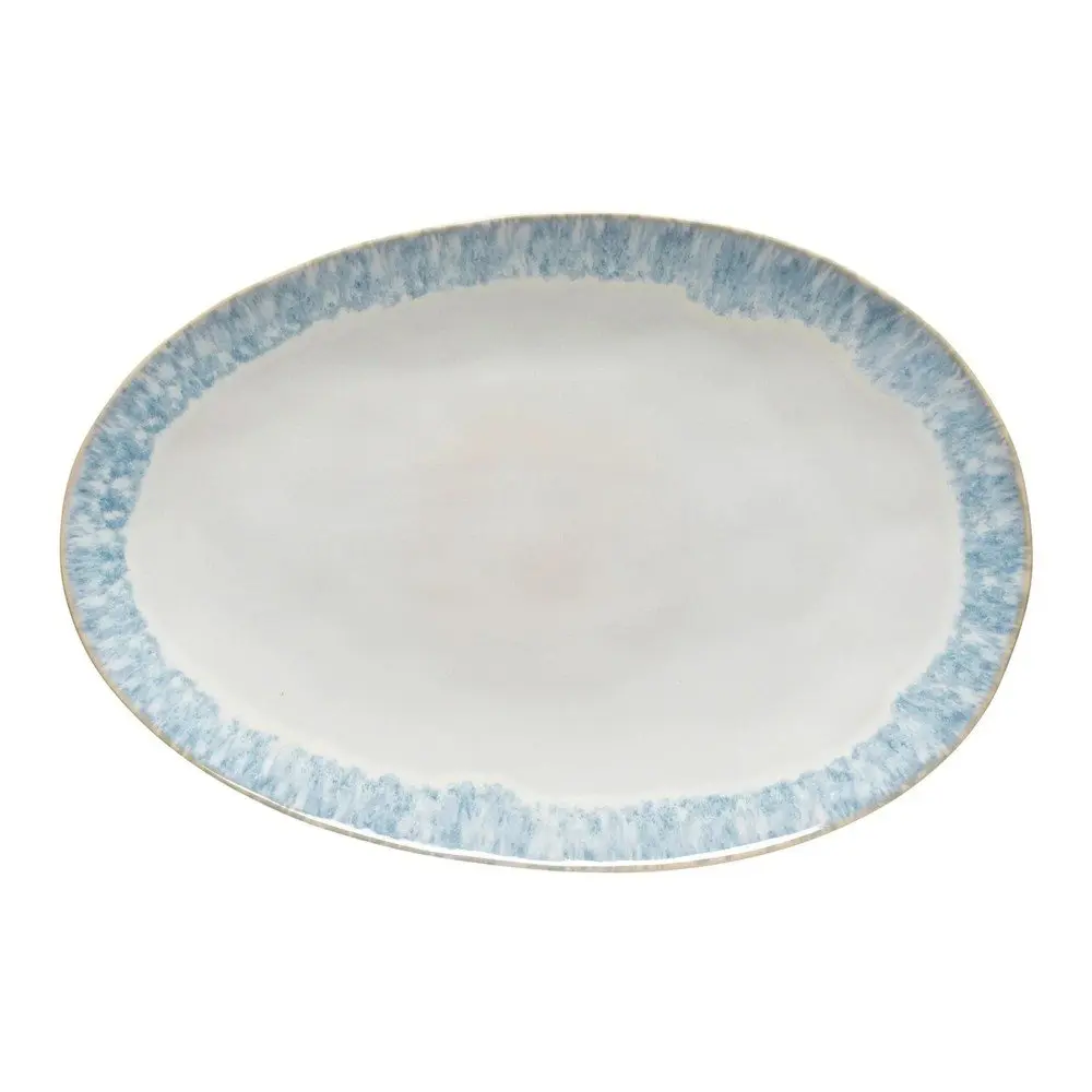 Bílo-modrý kameninový servírovací podnos Costa Nova Brisa, délka 41 cm