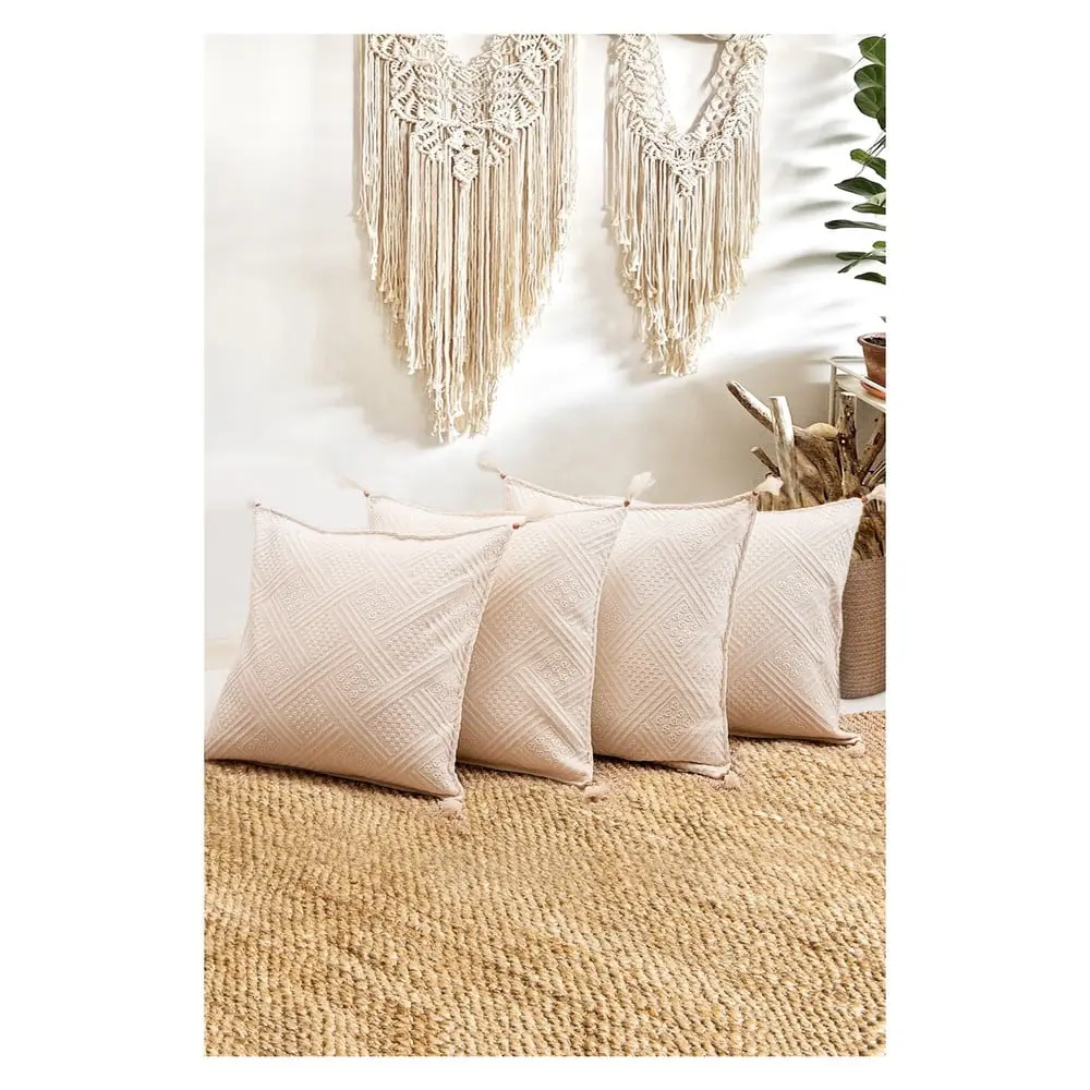 Povlaky na polštáře v sadě 4 ks z bio bavlny 43x43 cm Natural – Mila Home