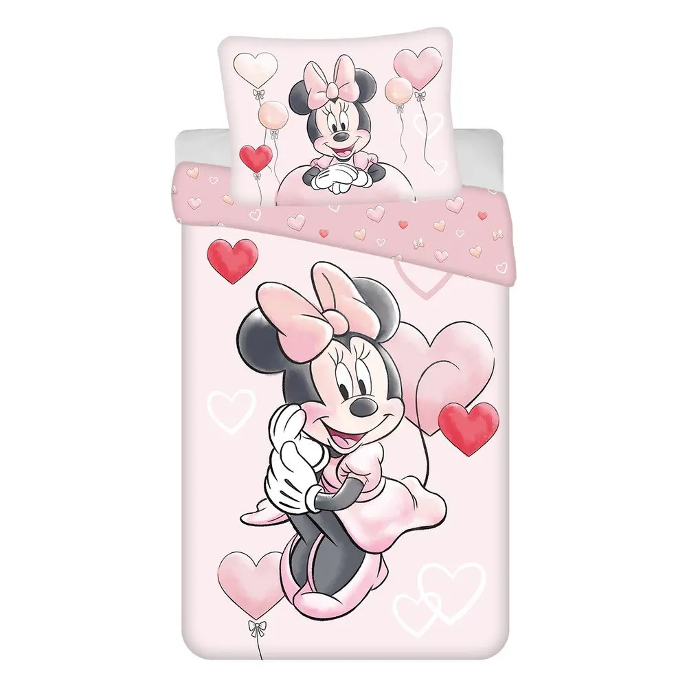 Růžové bavlněné dětské povlečení na jednolůžko 140x200 cm Minnie "Balloon" – Jerry Fabrics