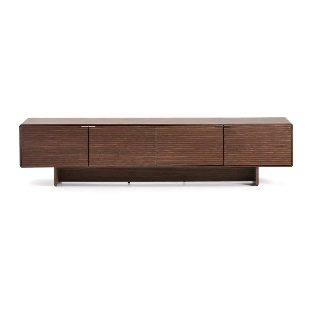 Tmavě hnědý TV stolek v dekoru ořechu 200x46x40 cm Norlen – Kave Home