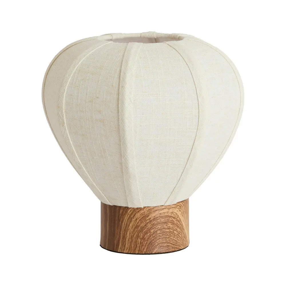 Krémová kovová stolní lampa s textilním stínidlem (výška