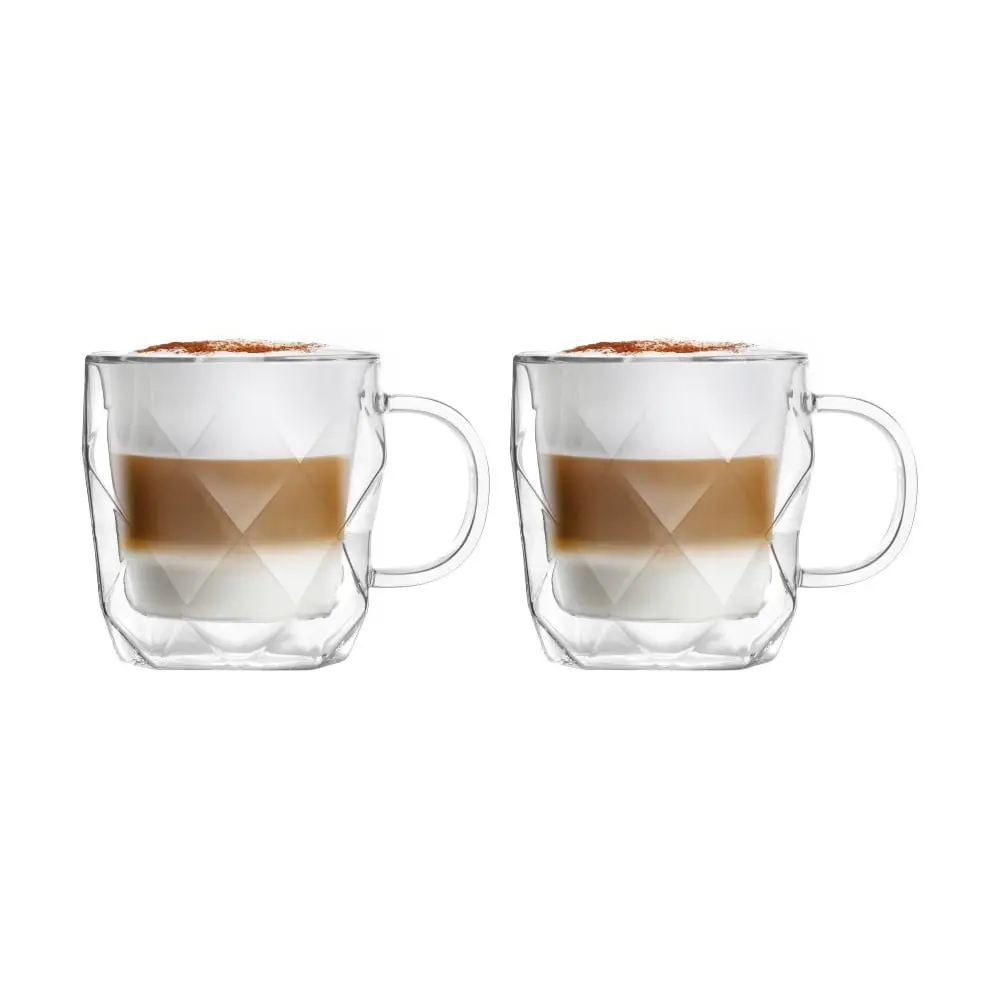 Skleněné hrnky v sadě 2 ks na cappuccino/dvoustěnné 330 ml Geo – Vialli Design