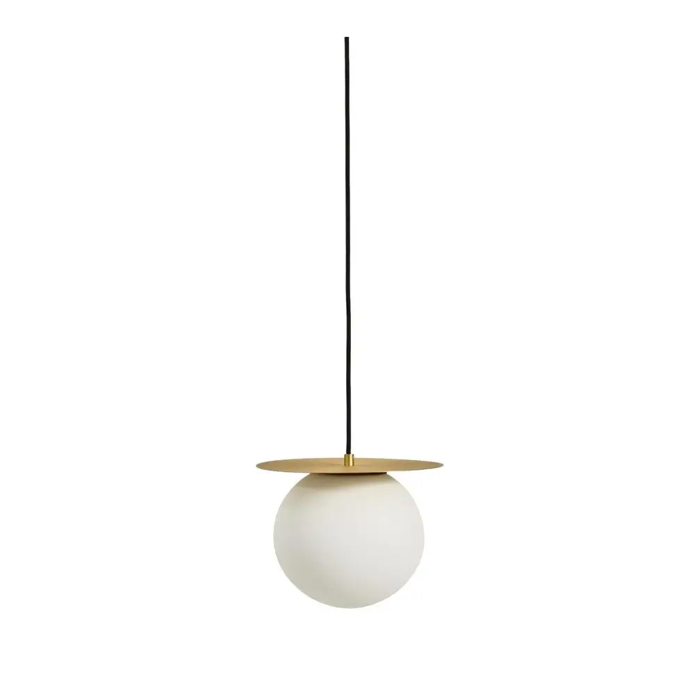 Bílé/ve zlaté barvě kovové závěsné svítidlo se skleněným stínidlem ø 25 cm Brisia – Kave Home