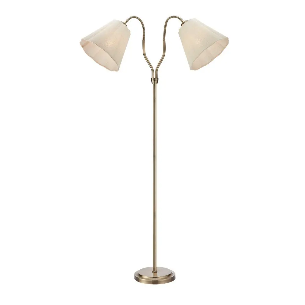 Černá/béžová lněná stojací lampa s ohybatelnou konstrukcí (výška 149 cm) Veya – Markslöjd
