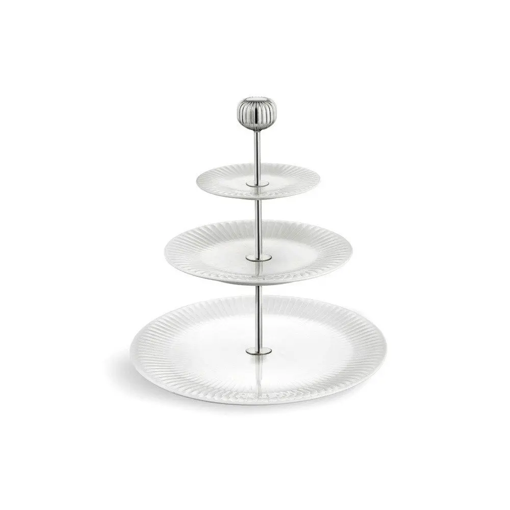 Třípatrový bílý porcelánový etažér Kähler Design Hammershoi Etagere, ⌀ 28 cm