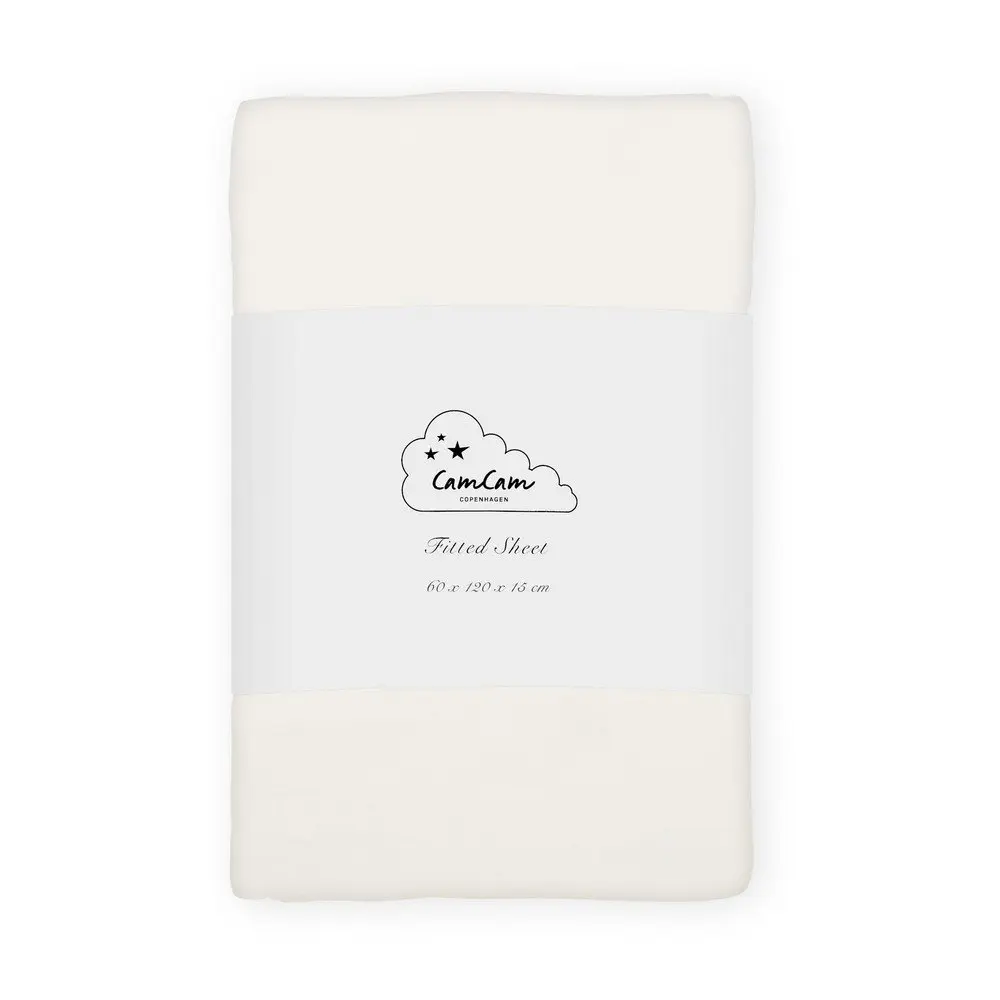 Krémové napínací dětské prostěradlo do postýlky z bio bavlny 60x120 cm Off-White – Cam Cam Copenhagen