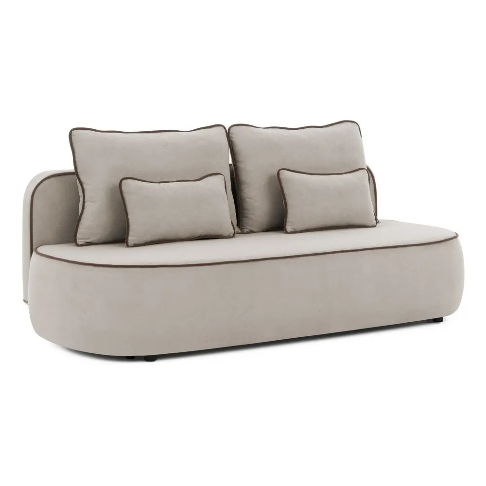 Hnědá/taupe sametová rozkládací/s úložným prostorem pohovka 210 cm Saga – Ropez