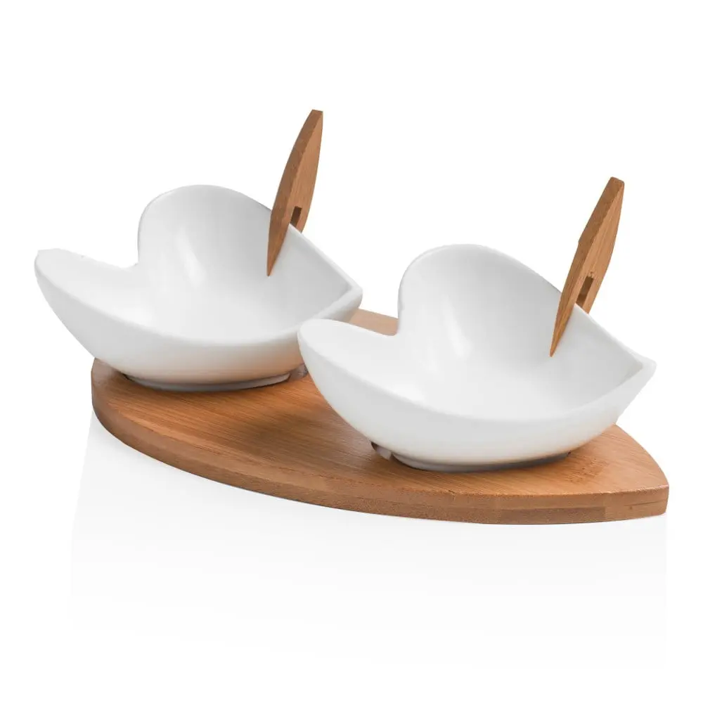 Bílé porcelánové/bambusové servírovací misky v sadě 2 ks Appetizers – Brandani