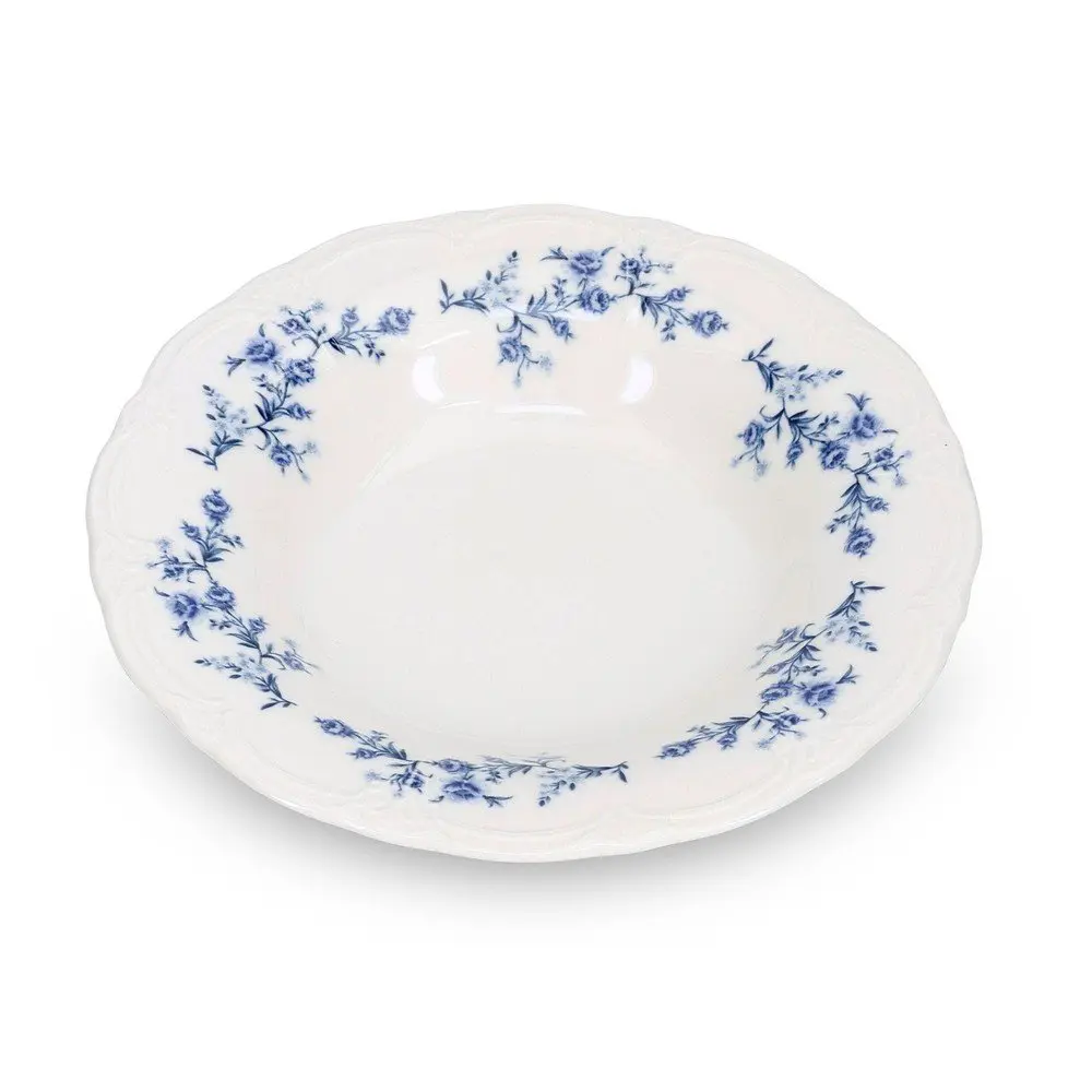 Bílý/modrý hluboký porcelánový talíř ø 23,5 cm Retro – BonBistro