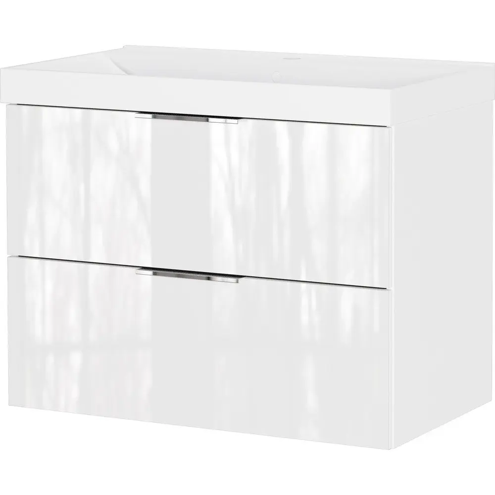 Bílá lesklá závěsná skříňka pod umyvadlo 81x65 cm Celano – Germania