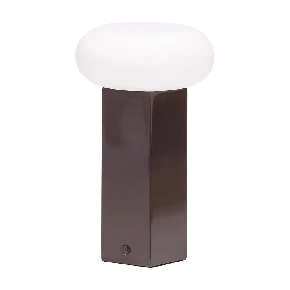 Hnědá kovová LED stmívatelná stolní lampa se skleněným stínidlem (výška 20 cm) Low – Hübsch