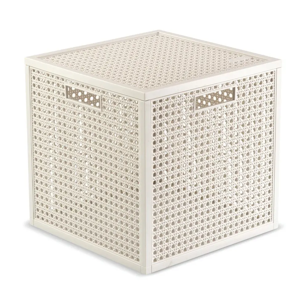 Krémový úložný box s víkem z recyklovaného plastu 28x28x28 cm Kaya Cube – Curver