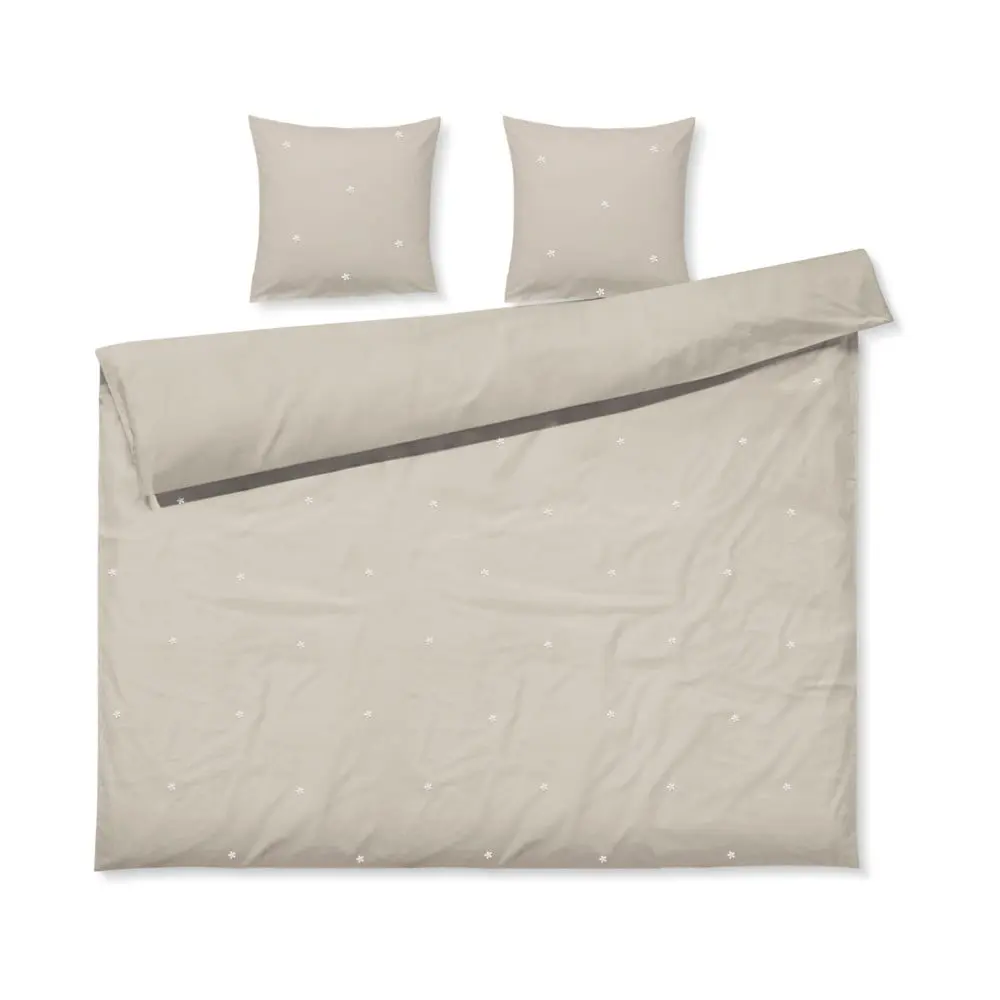 Béžové povlečení na dvoulůžko/prodloužené z bavlněného perkálu 200x220 cm Daisy – JUNA