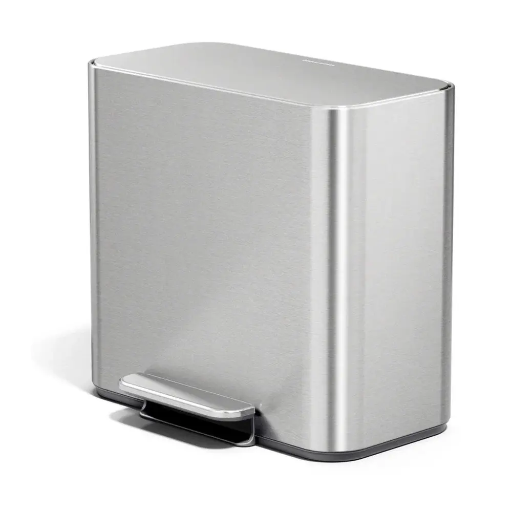 Matně černý ocelový odpadkový koš na tříděný odpad/nášlapný 15 l Dual Mini – simplehuman