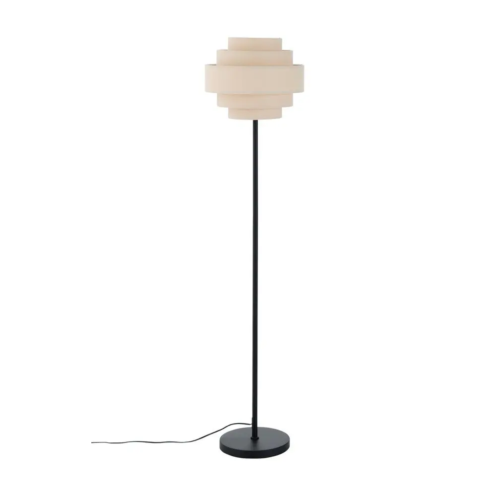 Matně černá/béžová látková stojací lampa (výška 145 cm) Miguel – Ellos Home