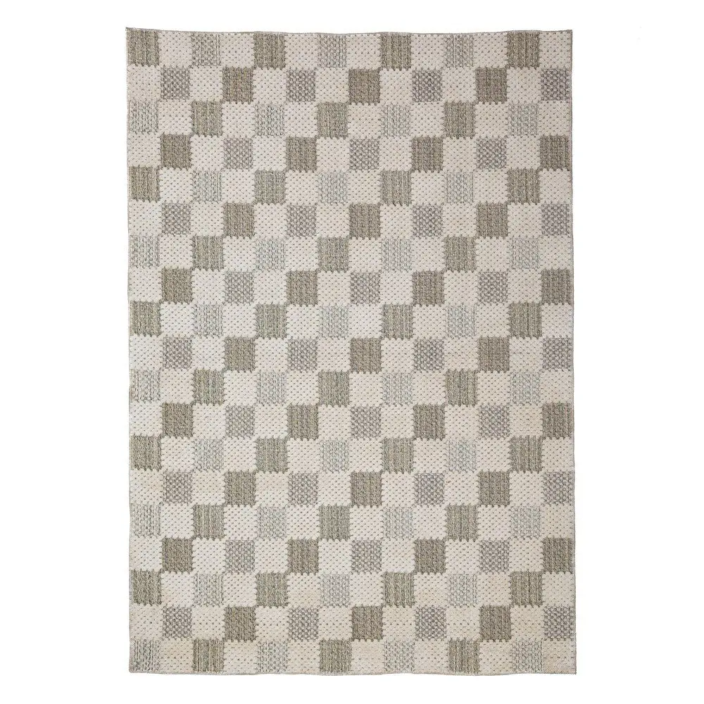 Modrý pratelný koberec s příměsí bavlny 155x230 cm Muted Checkerboard – Flair Rugs