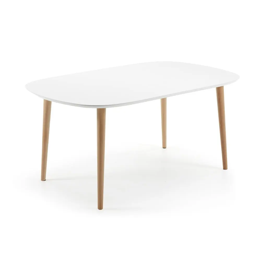 Bílý rozkládací jídelní stůl s bílou deskou 100x160 cm Oqui – Kave Home