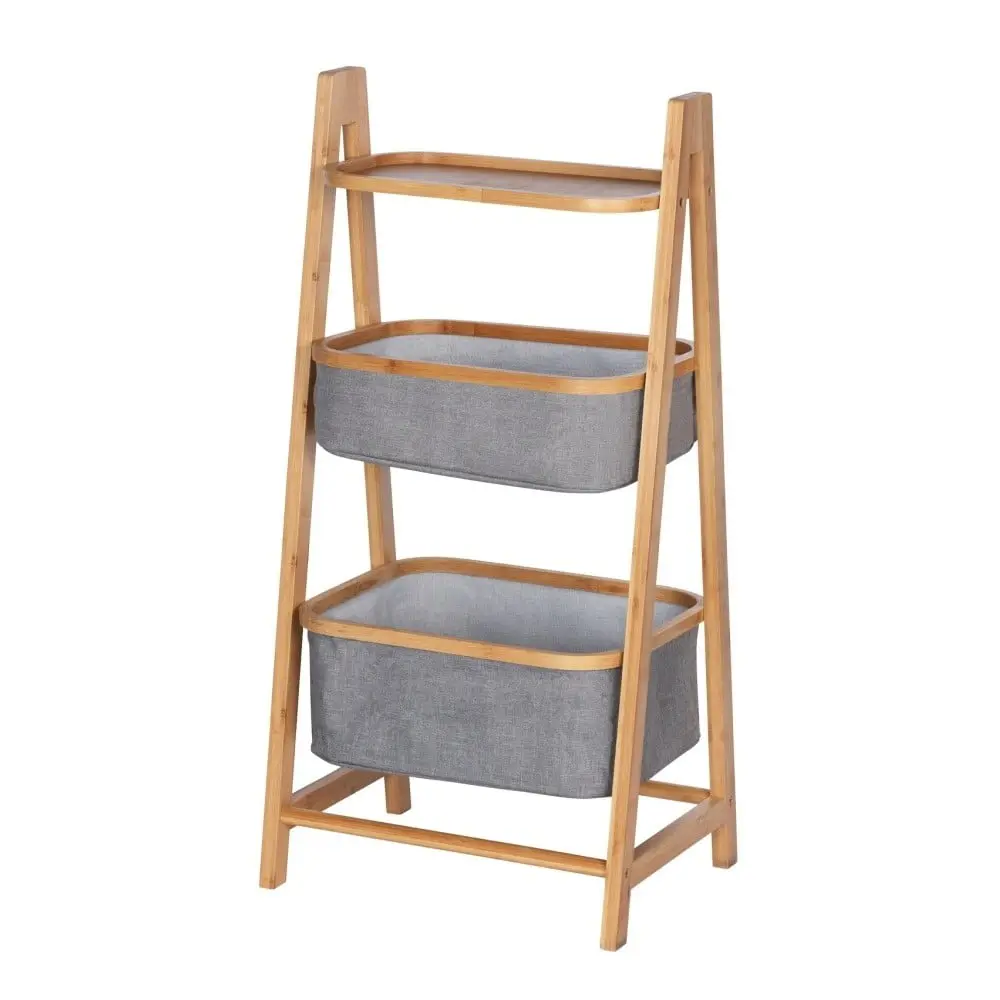 Šedo-hnědý bambusový koupelnový regál 44x91 cm Bahari – Wenko