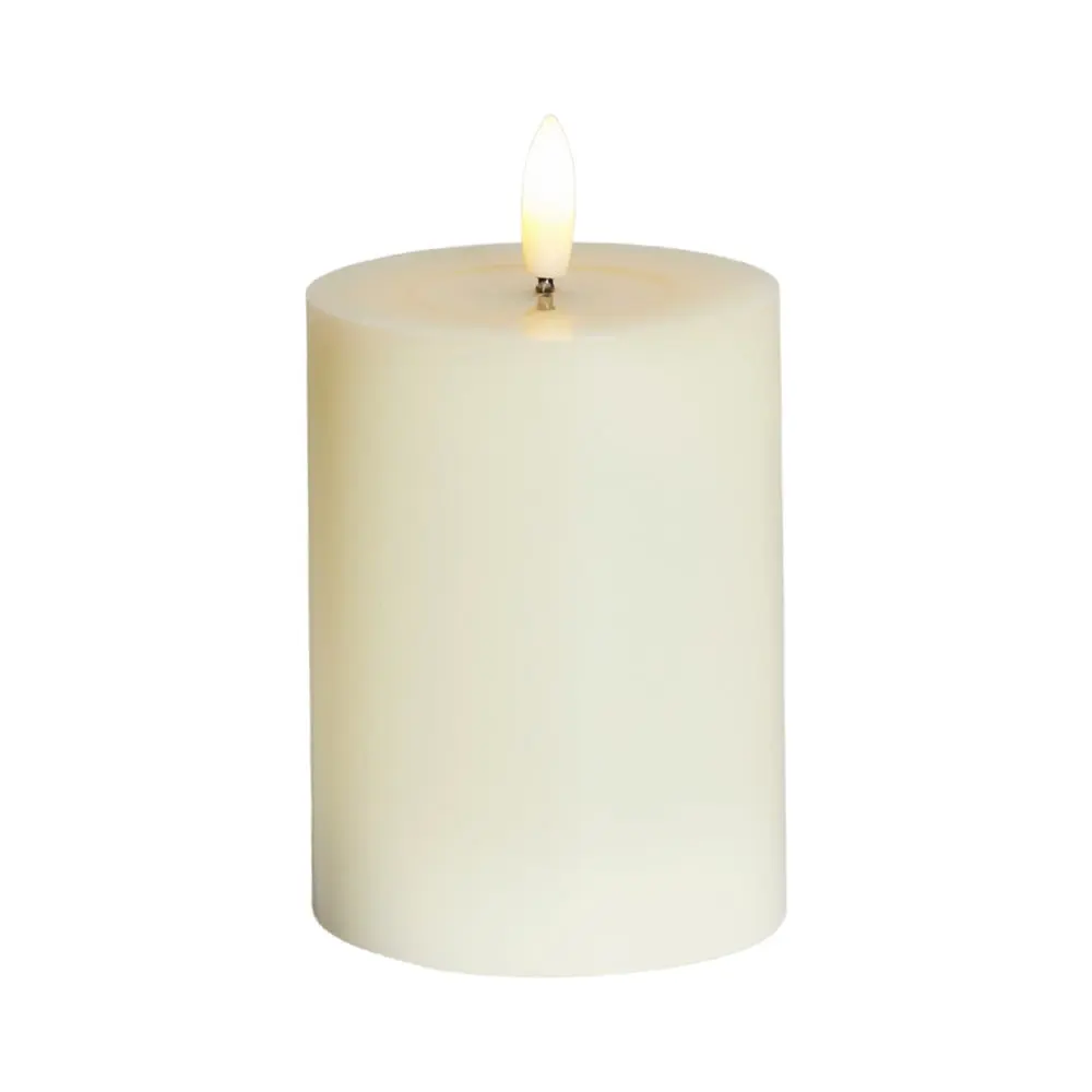 LED svíčka na baterie vosková Sille Ivory, Ø 7,5 × 10 cm, bílá, 2× AA
