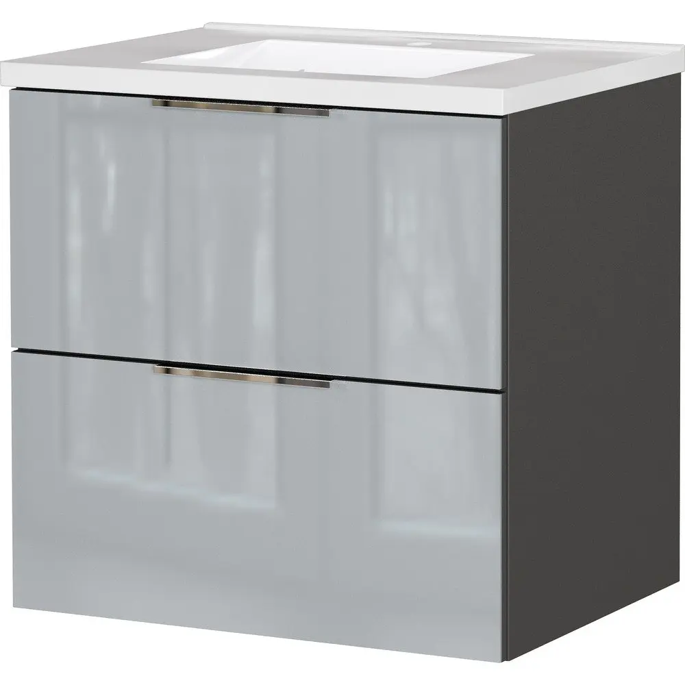 Šedá lesklá závěsná skříňka pod umyvadlo 61x61 cm Celano – Germania