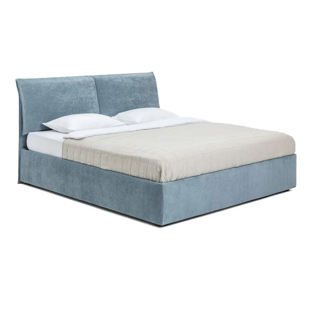 Modrá čalouněná dvoulůžková postel s úložným prostorem s roštem 160x200 cm Thessa Pillow – Bonami Selection